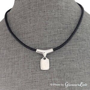 Price Drop! Lia Sophia Anew Necklace Black Cord Silver Tone Slide Pendant, 2007